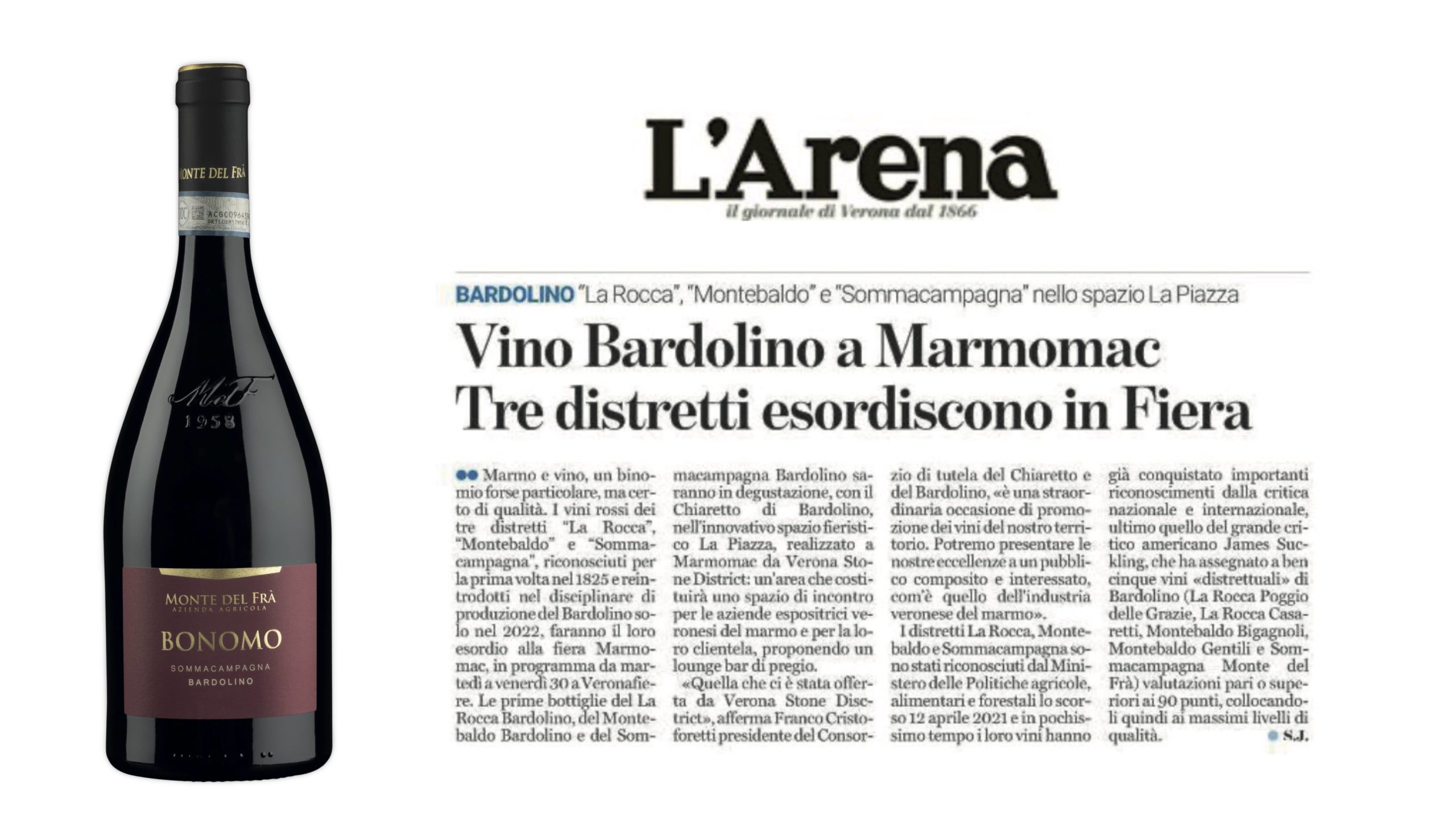 Vino Bardolino a Marmomac: presentato il Bonomo Sommacampagna Bardolino DOC Monte del Frà